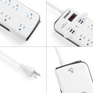 BESTEK 8-Outlet Surge Protector Power Strip 6.6-Foot with 7.5A 4-Port USB Charging Station N7