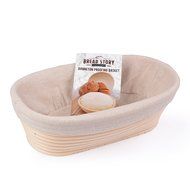 Oval Proofing Basket Set by Bread Story &ndash; 10 Inch Oval Banneton / Brotform Handmade Unbleached Natural Cane Bread...
