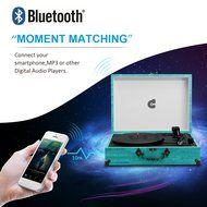 CMC Portable Bluetooth 3 Speed Turntable with Built in Stereo Speakers, Vintage Style Vinyl Record Player, Turquoise N7