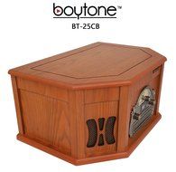 8-in-1 Boytone BT-25CB with Bluetooth Connection Natural Wood Classic Turntable Stereo System, Vinyl Record Player... N4
