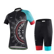 Ophelia Women Short Sleeve Cycling Jersey Pant Set+arm Sleeves(Skull,S) N54