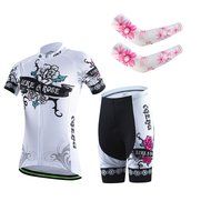 Ophelia Women Short Sleeve Cycling Jersey Pant Set+arm Sleeves(Skull,S) N57