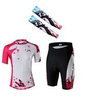 Ophelia Women Short Sleeve Cycling Jersey Pant Set+arm Sleeves(Skull,S) N59