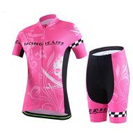 Ophelia Women Short Sleeve Cycling Jersey Pant Set+arm Sleeves(Skull,S) N60