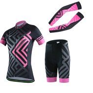 Ophelia Women Short Sleeve Cycling Jersey Pant Set+arm Sleeves(Skull,S) N65