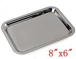 Stainless Steel Square Cookies Pan Baking Sheet Plate Tray 8"x 6"inch K0260-4 N2