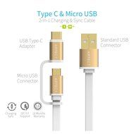 AIFFECT 3 Pack 3.3Ft 2 in 1 Duo Cable, Micro B to Type A Data &amp; Charging USB Cable with Type C Adapter for Devices... N9