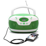 Tyler Portable Neon Green Stereo CD Player with AM/FM Radio and Aux &amp; Headphone Jack Line-In (TAU105-NGRN) N4