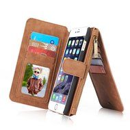 Aroko iPhone 7 Plus Wallet Case, Handmade Leather Wallet Cover Case, 7plus Case Zipper Wallet Card Multifunction... N2