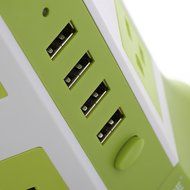 Safemore Smart 8-Outlet with 4-USB Output Power Strip (Green and White) N2
