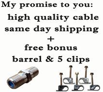 250 FT RG11 CABLE with F Connectors on each end - Black Tri-Shield Underground Coaxial DIRECT BURIAL Gel Coated... N3