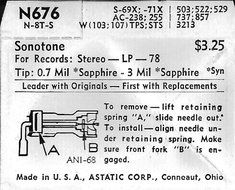 Astatic N676 Sonotone N-8T-S Replacement Stylus N2