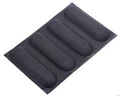 Dltsli Silicone Non Stick Perforated Baking Liners Mat Bread Mold Subway Bread Mould (Black,4 Molds) N10