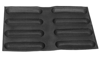Dltsli Silicone Non Stick Perforated Baking Liners Mat Bread Mold Subway Bread Mould (Black,4 Molds) N11