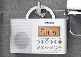 Sangean AM/FM Weather Band Emergency Waterproof Shower Clock Radio With Large easy to read LCD Display