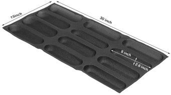 Dltsli Silicone Non Stick Perforated Baking Liners Mat Bread Mold Subway Bread Mould (Black,4 Molds) N13
