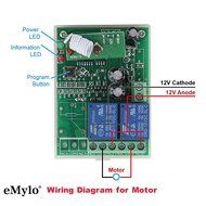 eMylo&reg; DC 12V 2CH 433Mhz RF Wireless Relay Remote Control Light Momentary Switch Transmitter with Receiver N7