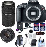 Canon EOS T5i + Canon 75-300mm III + Canon 50mm f/1.8 STM + 2 32GB Transcend SD Memory Cards + LED Video Light...