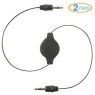 HTTX Auxiliary Retractable 3.5mm Male to Male Stereo Audio Extension Cable Cord (1 Black, 1 White)