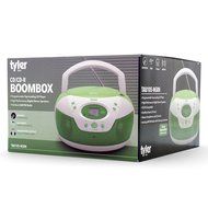 Tyler Portable Neon Green Stereo CD Player with AM/FM Radio and Aux &amp; Headphone Jack Line-In (TAU105-NGRN) N7