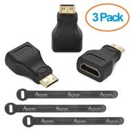 Aurum Cables Right Angle L Shape HDMI Male to HDMI Female Adapters - Black - Pack of 5 + 3 Cable Ties N22