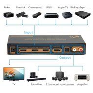 3x1 HDMI Switch with Optical SPDIF &amp; RCA L/R Audio Out, 3 Port HDMI Audio Extractor Splitter with Remote, Supports... N3