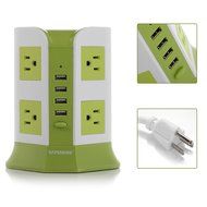 Safemore Smart 8-Outlet with 4-USB Output Power Strip (Green and White) N3
