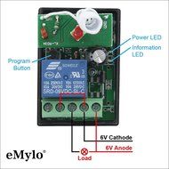 eMylo&reg; DC 6V 10A 1CH RF Wireless Relay Remote Control Light Switches 433Mhz Transmitter with Receiver N7