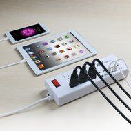 Power Strip, FlePow 1625W/13A 6-Outlet Surge Protector with 6 USB Charging Ports + 18 Pin Retractable Cable for... N17