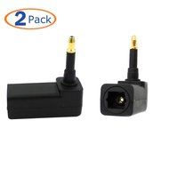 Lemeng 2-Pack Digital Fiber Optic Toslink Right Angle 90 Degree Female to 3.5 mm Mini Male Optical Audio Connector... N5