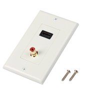 TNP HDMI + RCA Wall Plate - 4k Ultra HD UHD 1080P Full HD Compatible Port &amp; Gold Plated RCA Audio Subwoofer Composite... N3