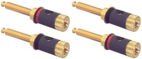 Parts Express Binding Post Banana Jack with 1" Thread 2 Pair Black Gold N3
