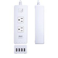 iDsonix 2 Power Socket Outlets with 5V 2.4A 4-Port Smart USB Charging Ports 5ft Cord Built-in Surge Protector... N2