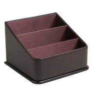 JackCubeDesign Leather Remote Control Organizer Holder, Controller TV Guide, Media Storage Box with 3 Compartments... N3