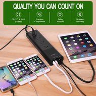 CHOETECH C0045S 30W Multi Port USB Desktop Travel Wall Charger with 320 Joule 4 AC Power Supply Surge Protector... N4