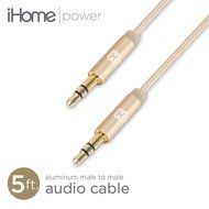 iHome - 5' Aluminum Braided Audio Aux Cable &ndash; 3.5mm 1/8&rdquo; Male to Male for Home &amp; Car &ndash; iPhone, Android, Computer... N2