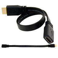 1Ft 30cm Gold HDMI Female Jack to Male F/M Extension Lead Cord Flat Cable HDTV N3