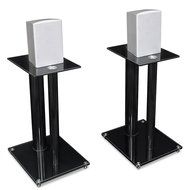 Mount-It! 2 Satellite Speaker Stands for Surround Sound Home Theaters, Glass and Aluminum, Black (MI-28) N2