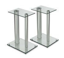 Mount-It! 2 Satellite Speaker Stands for Surround Sound Home Theaters, Glass and Aluminum, Black (MI-28) N4