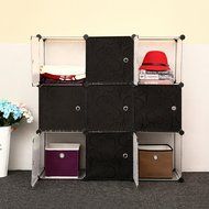 C&amp;AHOME -DIY Bookcase Media Storage Standing Shelf Storage Cabinet Cube of 9 (White Cross Door) N15
