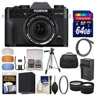 Fujifilm X-T10 Digital Camera &amp; 18-55mm XF Lens (Black) with 64GB Card + Case + Battery &amp; Charger + Tripod + Tele...