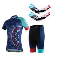 Ophelia Women Short Sleeve Cycling Jersey Pant Set+arm Sleeves(Skull,S) N68