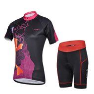 Ophelia Women Short Sleeve Cycling Jersey Pant Set+arm Sleeves(Skull,S) N74