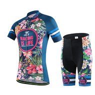 Ophelia Women Short Sleeve Cycling Jersey Pant Set+arm Sleeves(Skull,S) N80
