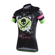 Ophelia Women Short Sleeve Cycling Jersey Pant Set+arm Sleeves(Skull,S) N84
