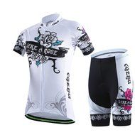 Ophelia Women Short Sleeve Cycling Jersey Pant Set+arm Sleeves(Skull,S) N87