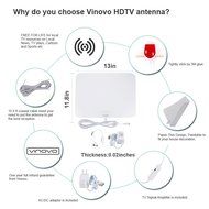 Indoor TV Antenna 50 Miles Range Amplified High Gain Signal With 16.4 Foot Coaxial Cable For Clear HDTV Vinovo... N7