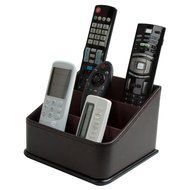 JackCubeDesign Leather Remote Control Organizer Holder, Controller TV Guide, Media Storage Box with 3 Compartments... N5