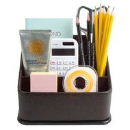 JackCubeDesign Leather Remote Control Organizer Holder, Controller TV Guide, Media Storage Box with 3 Compartments... N6