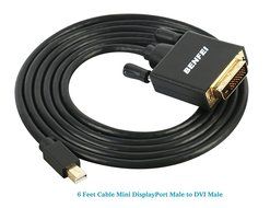 Mini DisplayPort to DVI 6 Feet Cable, Benfei Mini Dp Display Port to DVI Cable Male to Male Gold-plated Cord for... N4